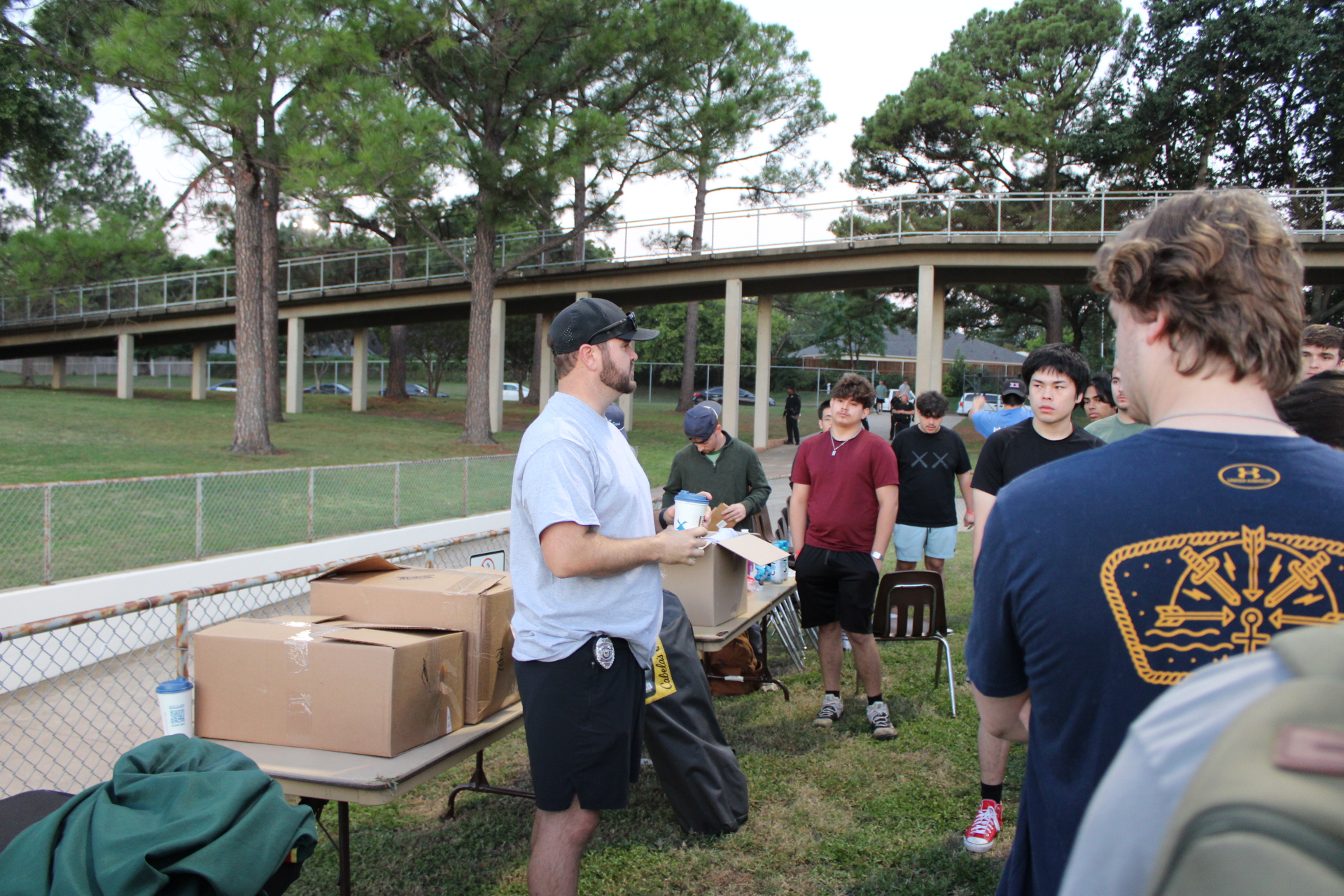 Volunteers gathering before the event