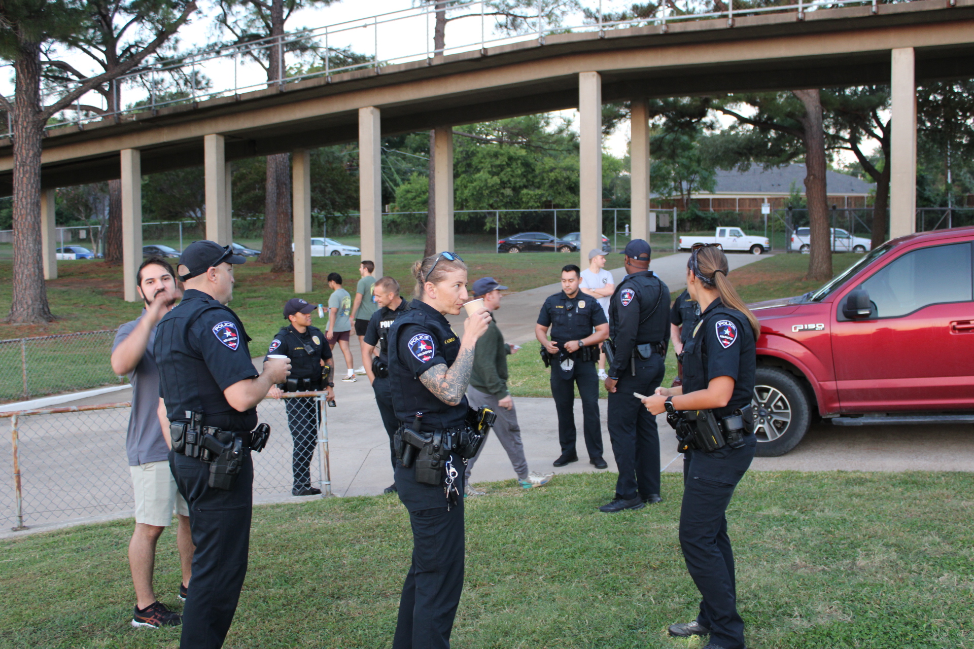 First responders speaking with attendees