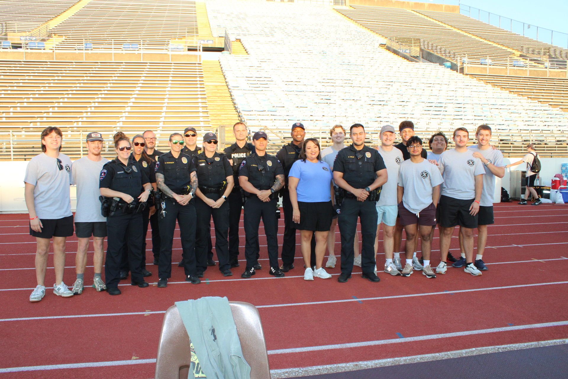 Steps of Valor participants and first responders gathered at the stadium